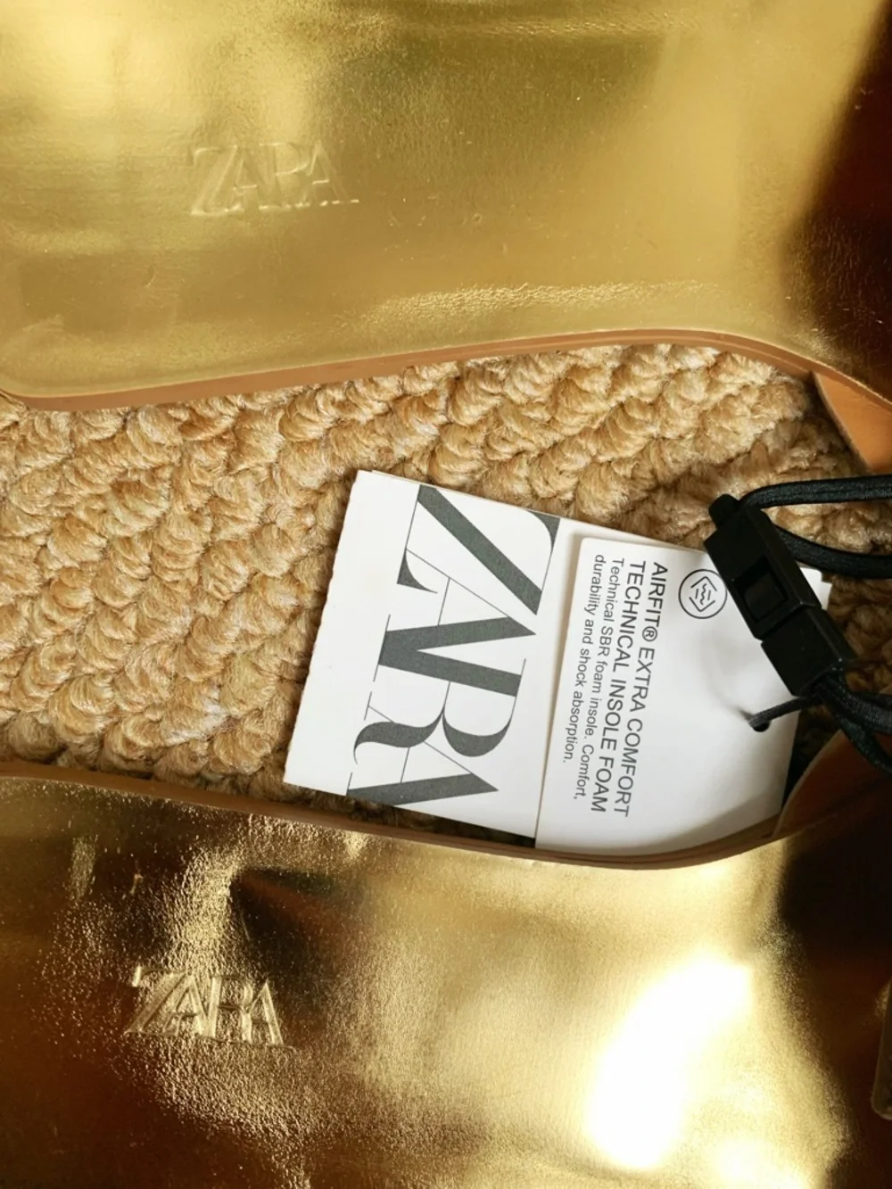 ZARA Gold Rhinestone Slide Sandals Size 35 NWT - Picture 5 of 6